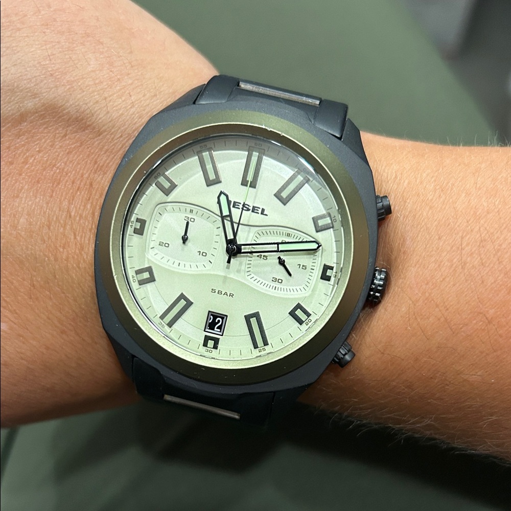 Diesel Black stainless steel and green Chronograph men Watch